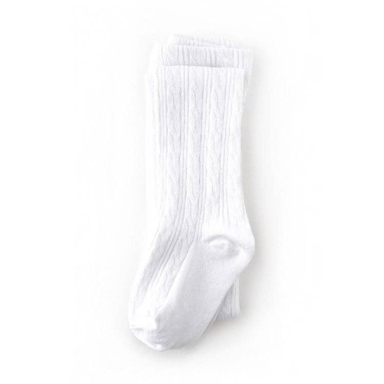 White Cable Knit Tights: 1 - 2 Years