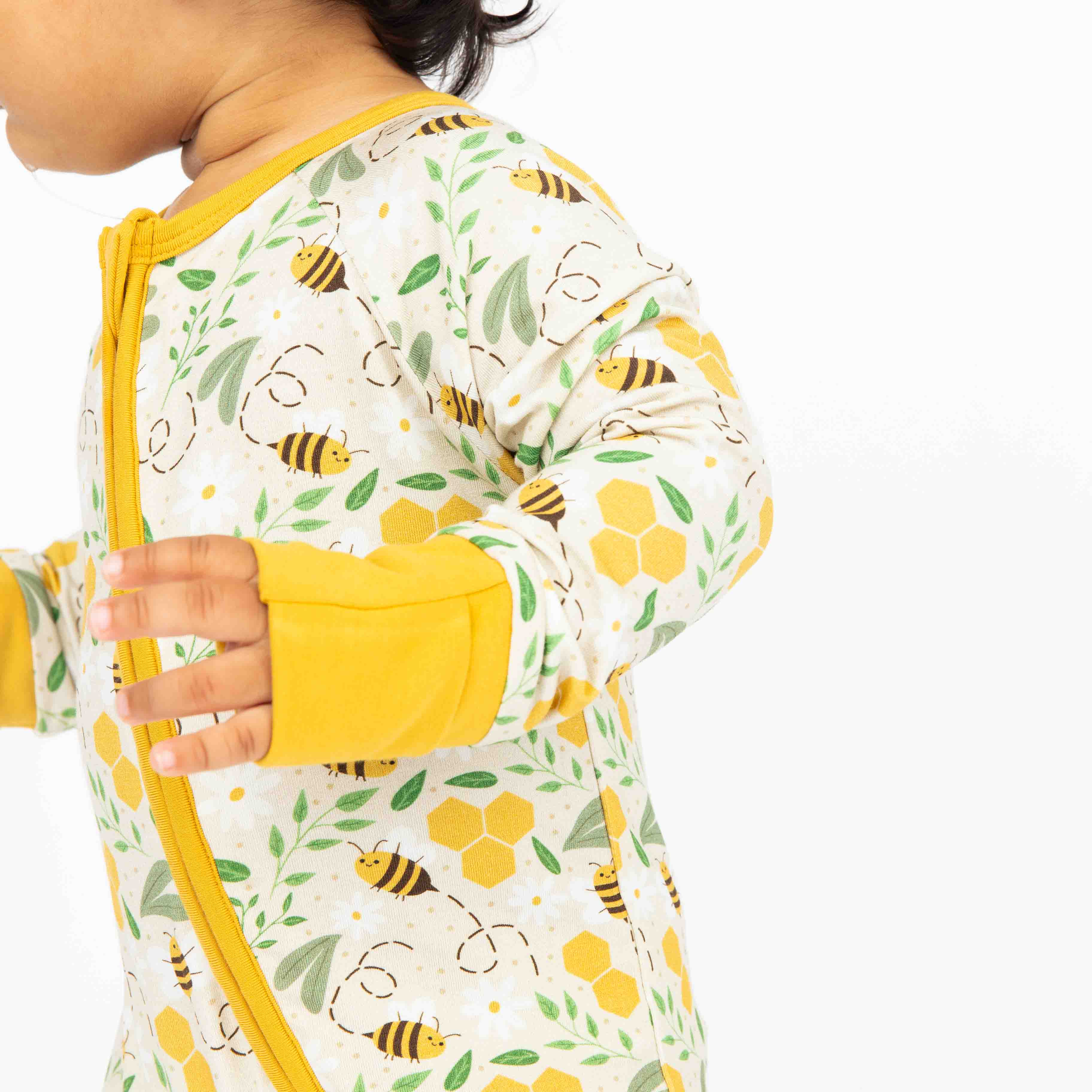 Happy Honey Bees Bamboo Convertible Baby Pajamas: Yellow/Multi / 18-24M
