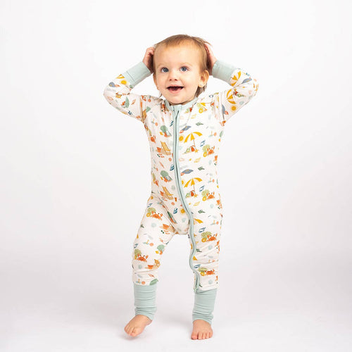 Beach Day Summer Convertible Sleeper Bamboo Baby Pajamas: 18-24M
