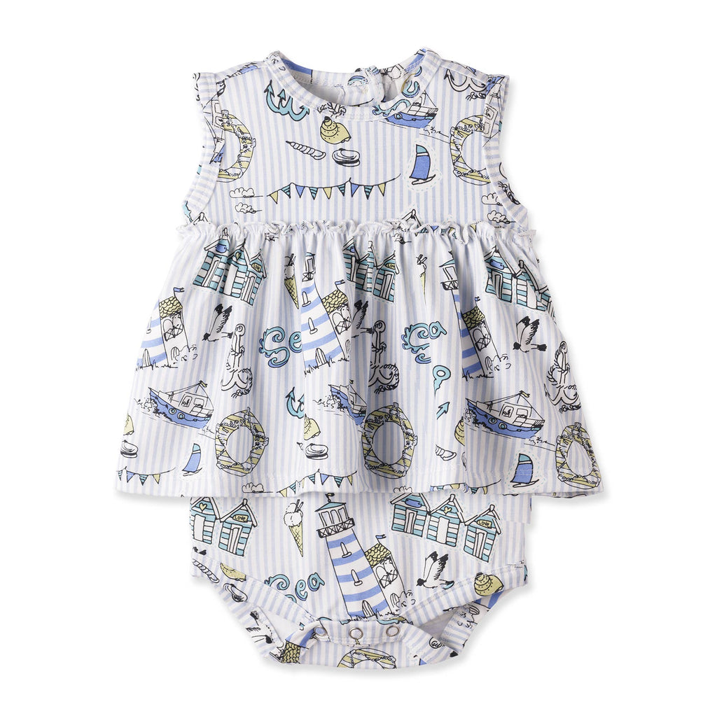 Seashore Skirted Bodysuit – Bamboo Baby Girl One-Piece: 6-9M