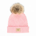 CC Kids Criss-Cross Suede Patch Beanie ( KIDS-2060 ): Pink / C.C KIDS ® Tag || Fits Size 1T - 4T || (Head Circumference 17" - 20”)