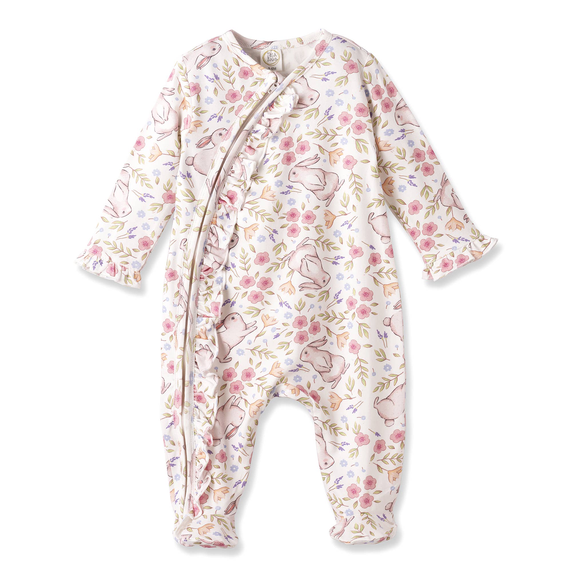 Bunny Blooms Soft Bamboo Zipper Romper for Easter: 9-12M