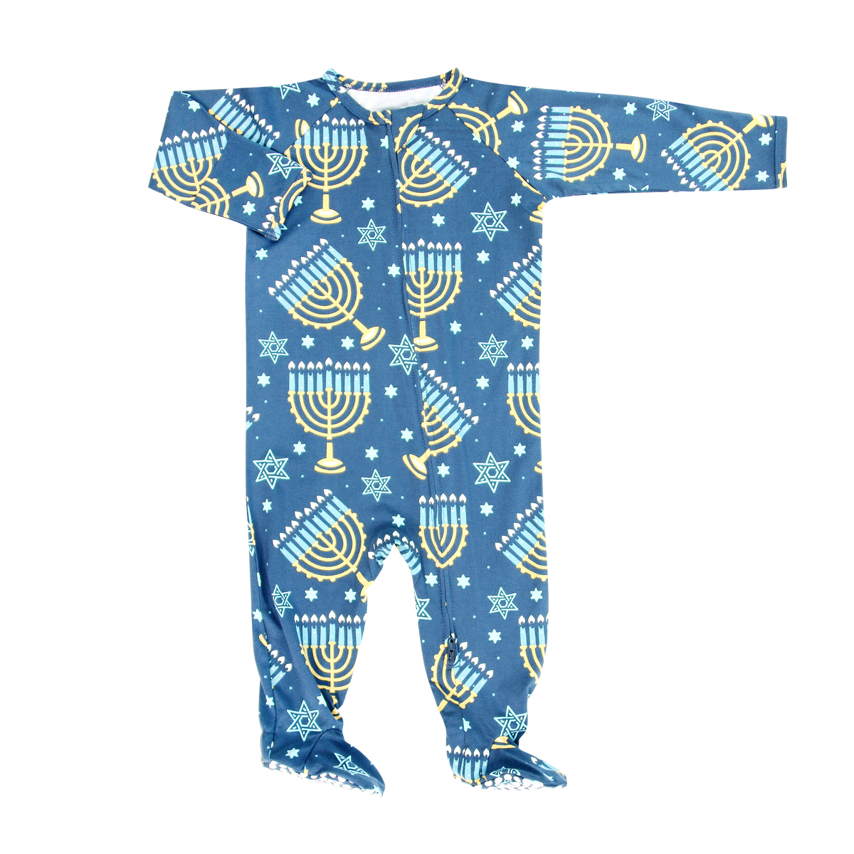 Aura Of The Menorah Zipper Footie: Ora Of The Menorah / Neutral / 6-12 Months