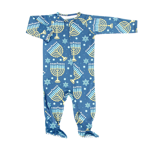 Aura Of The Menorah Zipper Footie: Ora Of The Menorah / Neutral / 18-24 Months