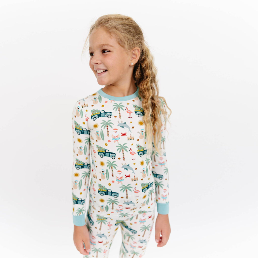 Coastal Christmas Holiday Bamboo Kids Pajamas Sleep Set: 4/5T