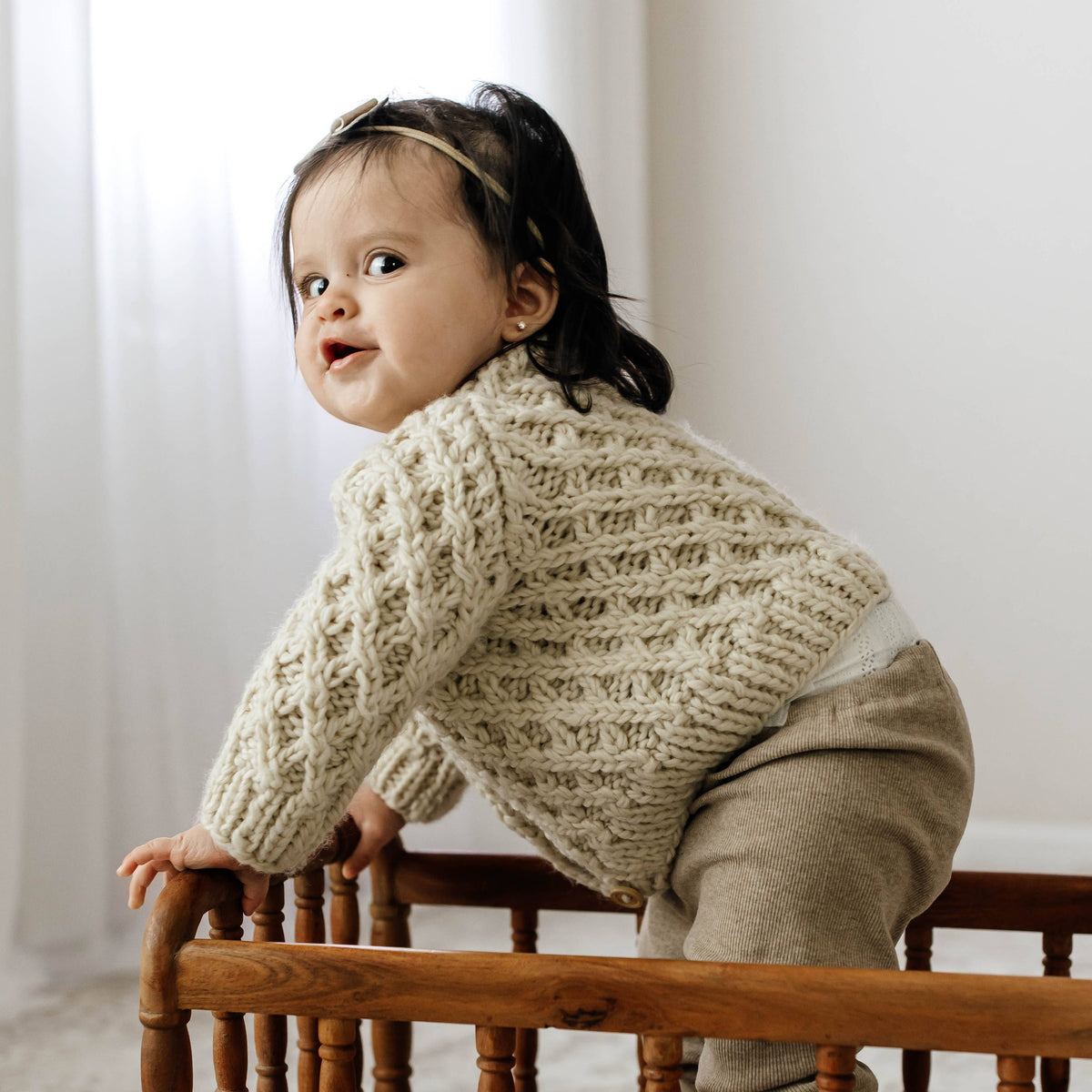 Waffle Cardigan Sweater Natural Baby & Toddler: 6-12 months