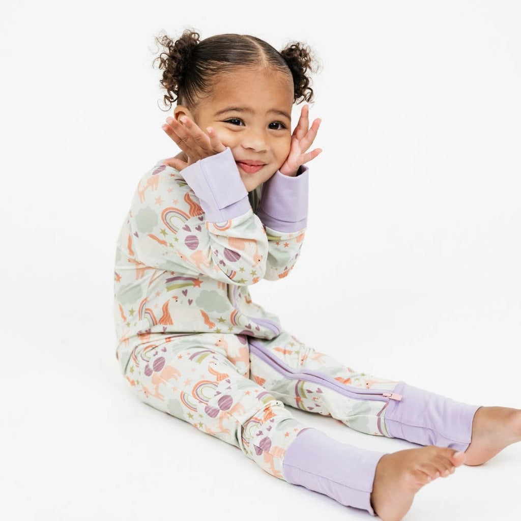 Magical Unicorns Bamboo Convertible Baby Pajamas: Blue/Multi / 18-24M