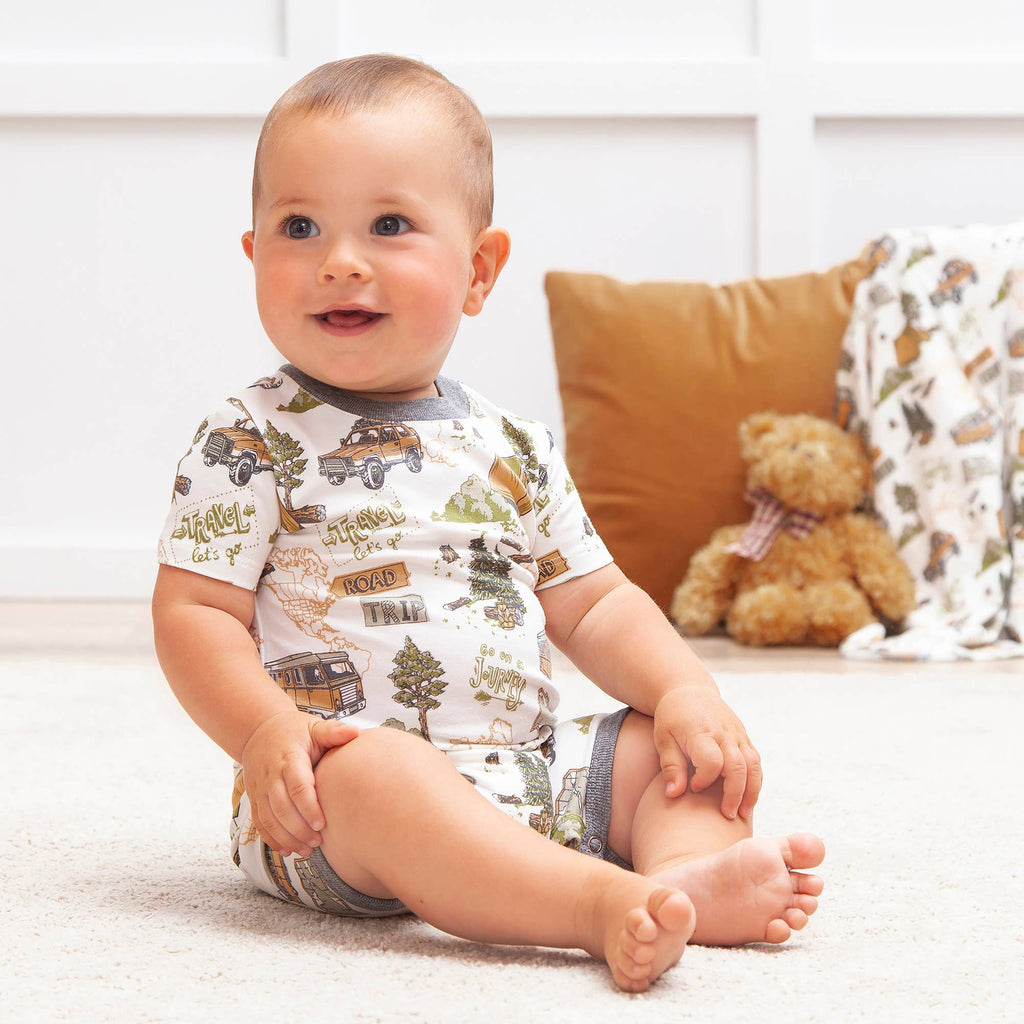 Trailblazer Soft Bamboo Shorty Romper for Baby Boys: 9-12M