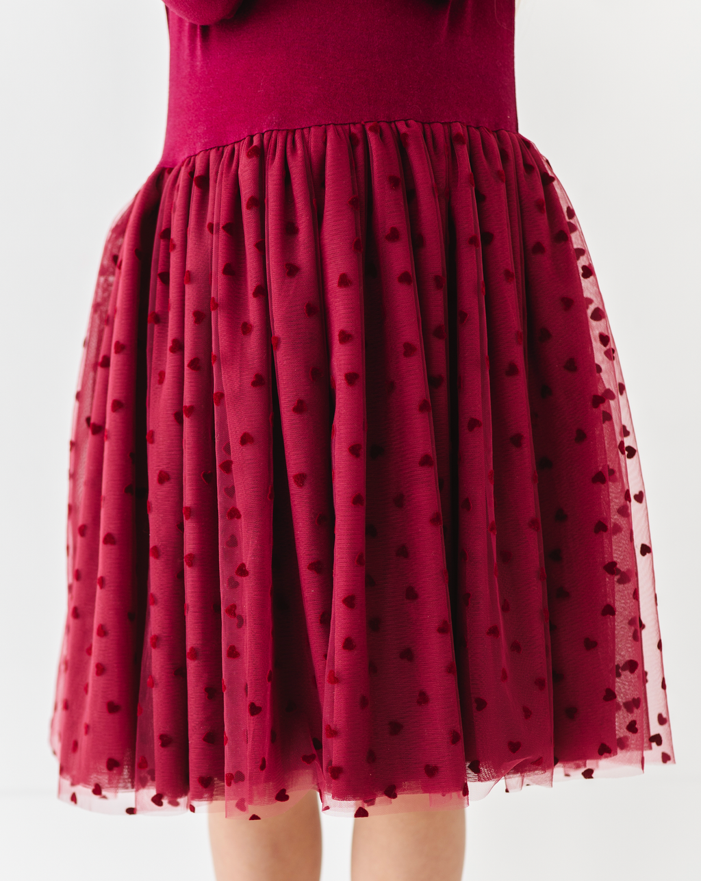 Kids Girls Velvet Heart Holiday Tulle Dress - Ruby: 4