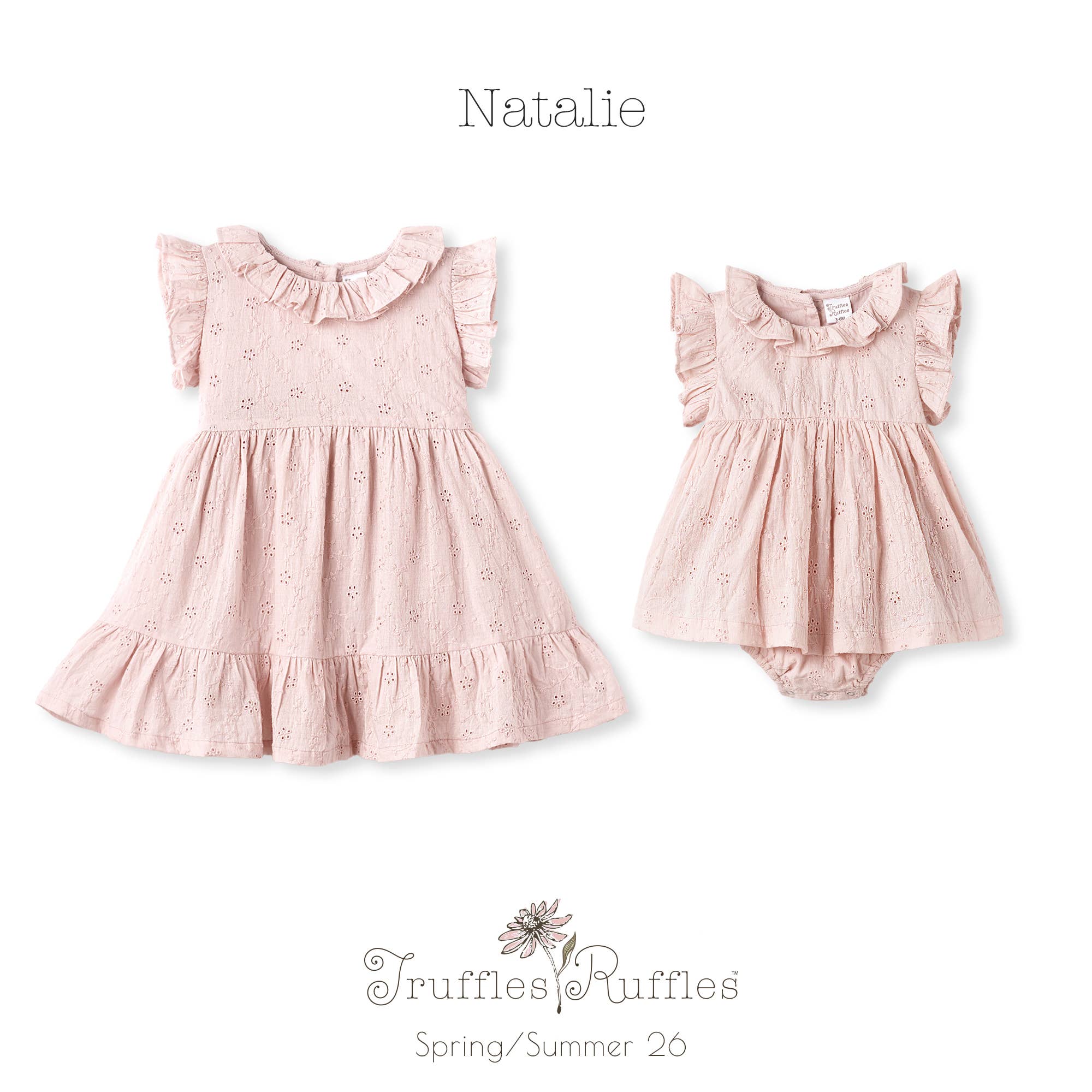 Eyelet Girl's Cotton Dress for Special Occasions - Pink: 3T