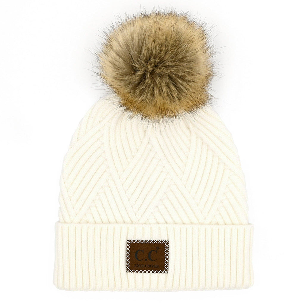 CC Kids Criss-Cross Suede Patch Beanie ( KIDS-2060 ): Pink / C.C KIDS ® Tag || Fits Size 1T - 4T || (Head Circumference 17" - 20”)