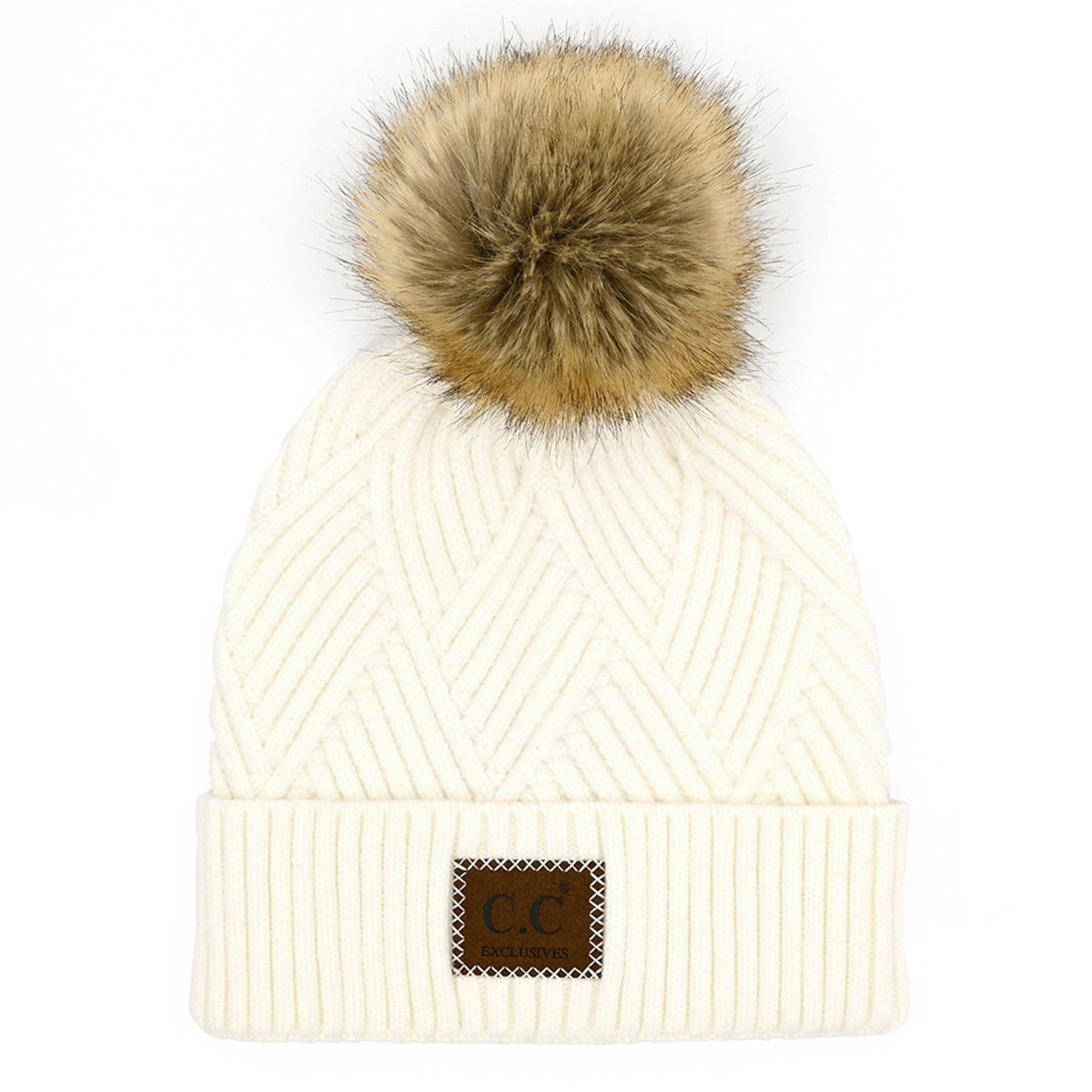CC Kids Criss-Cross Suede Patch Beanie ( KIDS-2060 ): Black / C.C KIDS ® Tag || Fits Size 1T - 4T || (Head Circumference 17" - 20”)