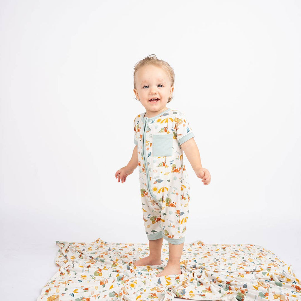 Beach Day Summer Baby Clothing Bamboo Shortie Romper Jumpsuit: 18-24M