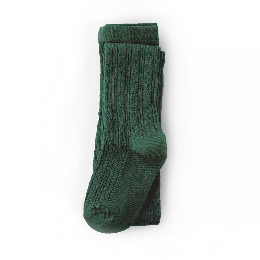Forest Green Cable Knit Tights: 6-12 MONTHS