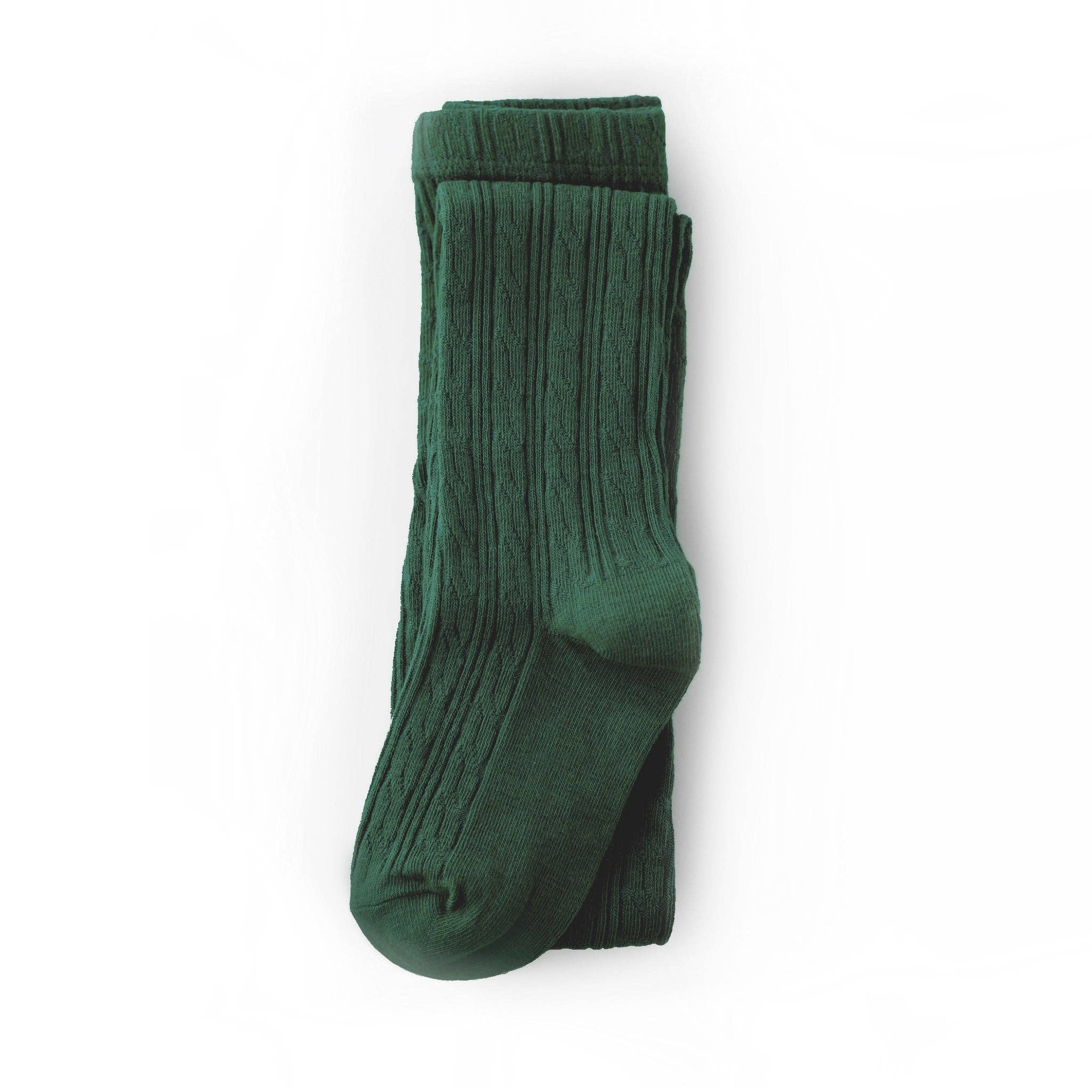Forest Green Cable Knit Tights: 0-6 MONTHS