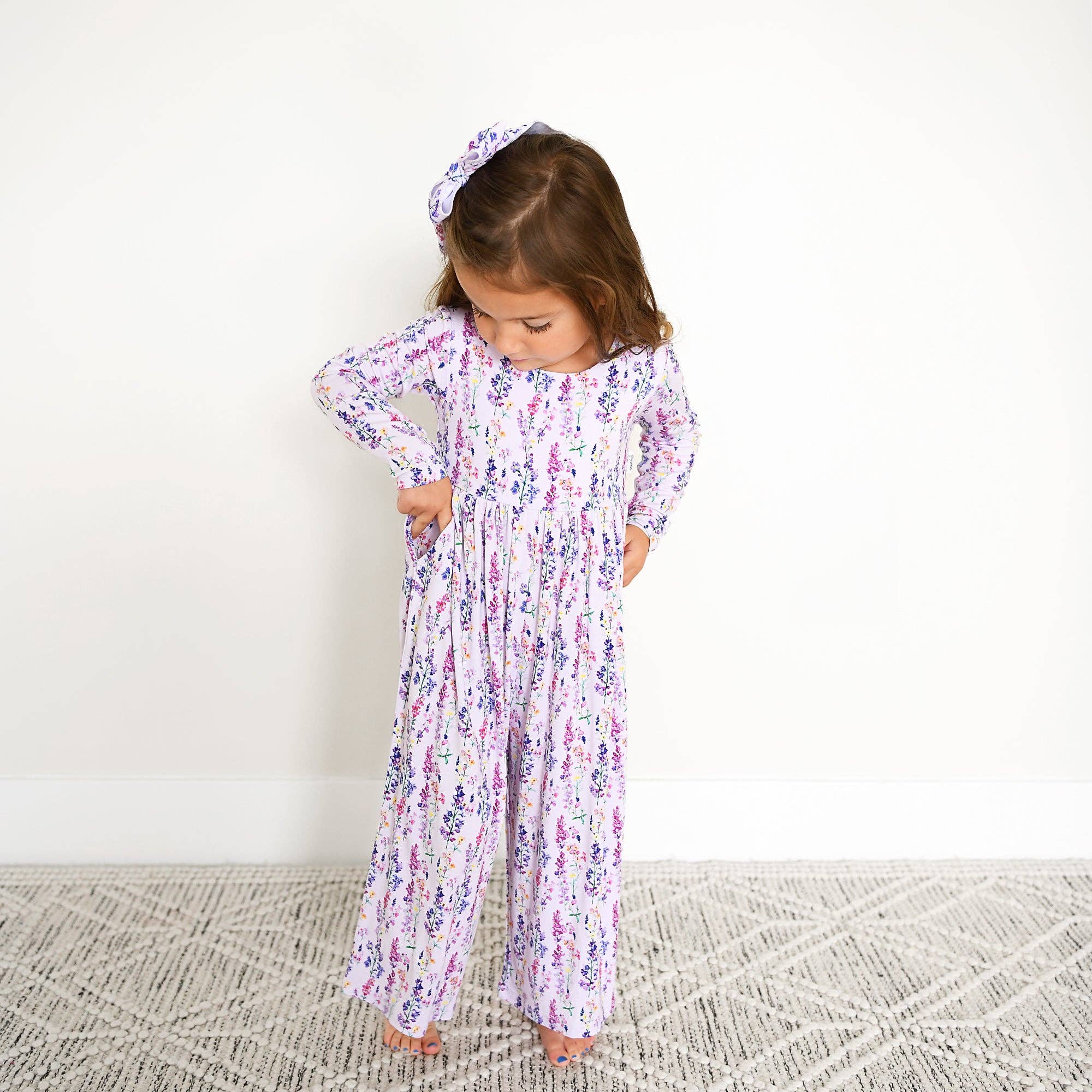 Avani WIDE LEG ROMPER Bamboo Floral Kids Clothing Outfit: 18-24m