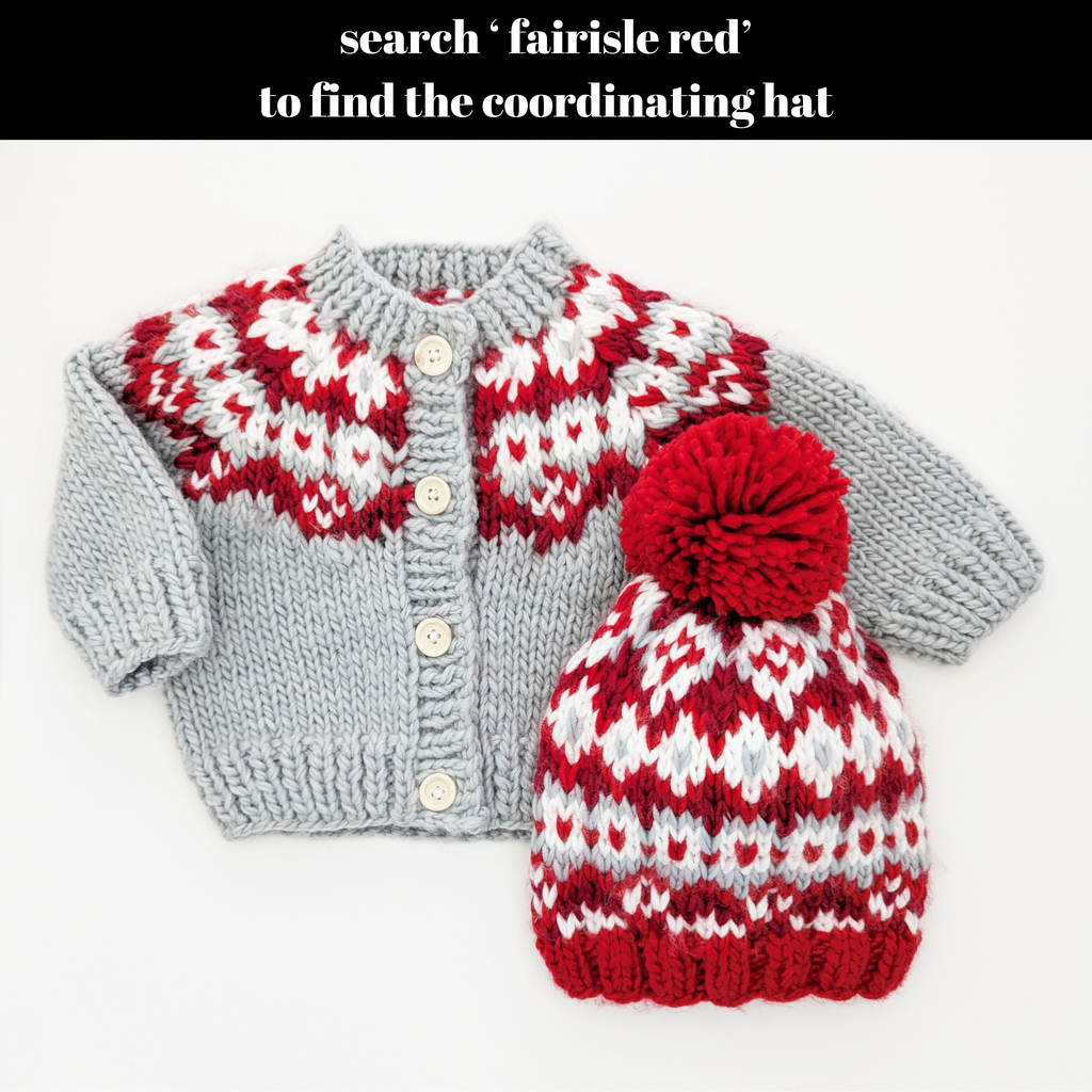 Fairisle Red Cardigan Sweater for Baby & Toddler SALE: 0-6 months