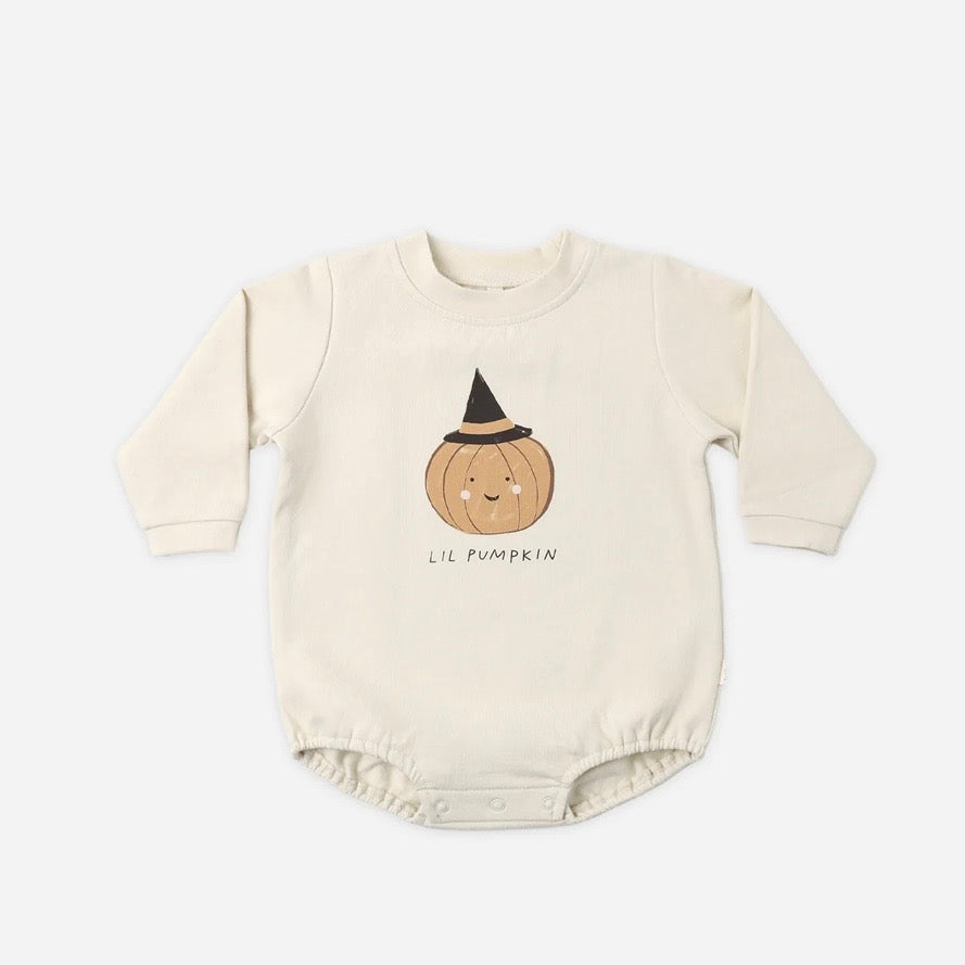 Lil Pumpkin Crewneck Bubble Romper: 0-3M