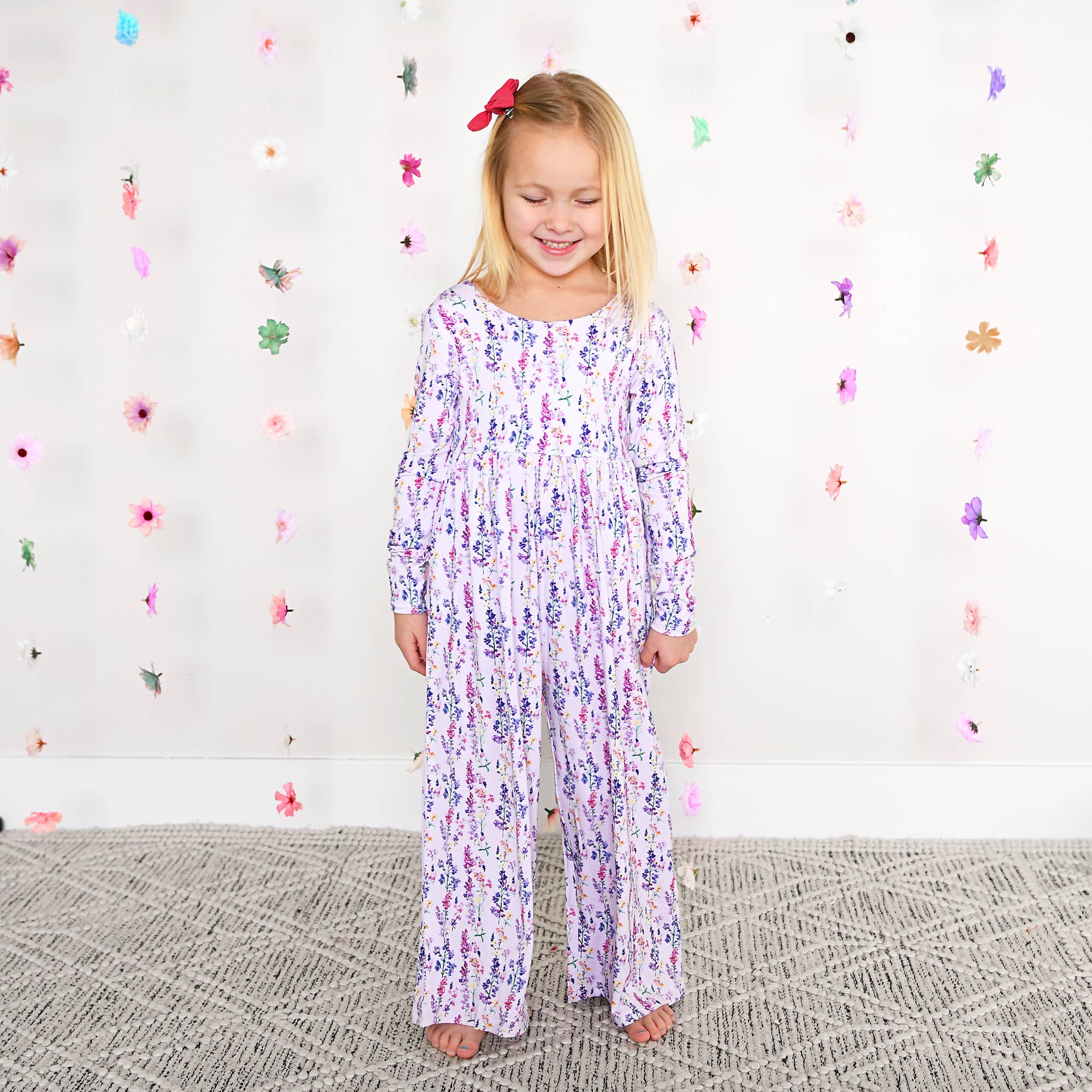 Avani WIDE LEG ROMPER Bamboo Floral Kids Clothing Outfit: 18-24m