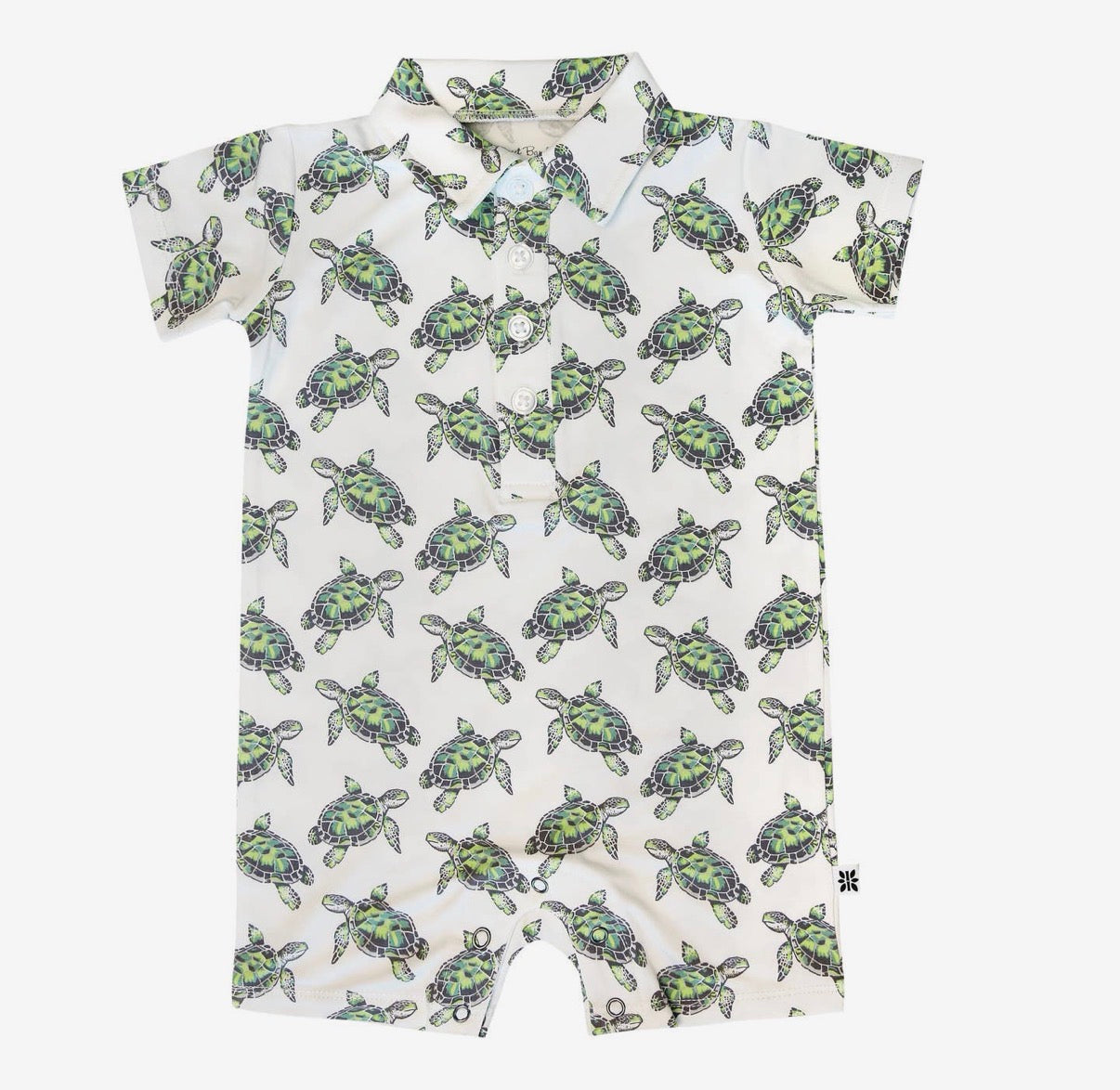 Sea Turtle Polo Romper - 0-3M
