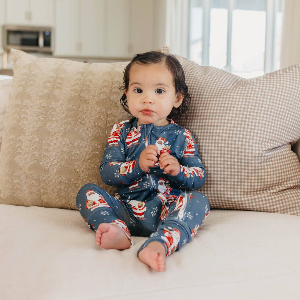 Bamboo Convertible Zip-Up Footie Pajama - Santa Claus: 0-3 Months