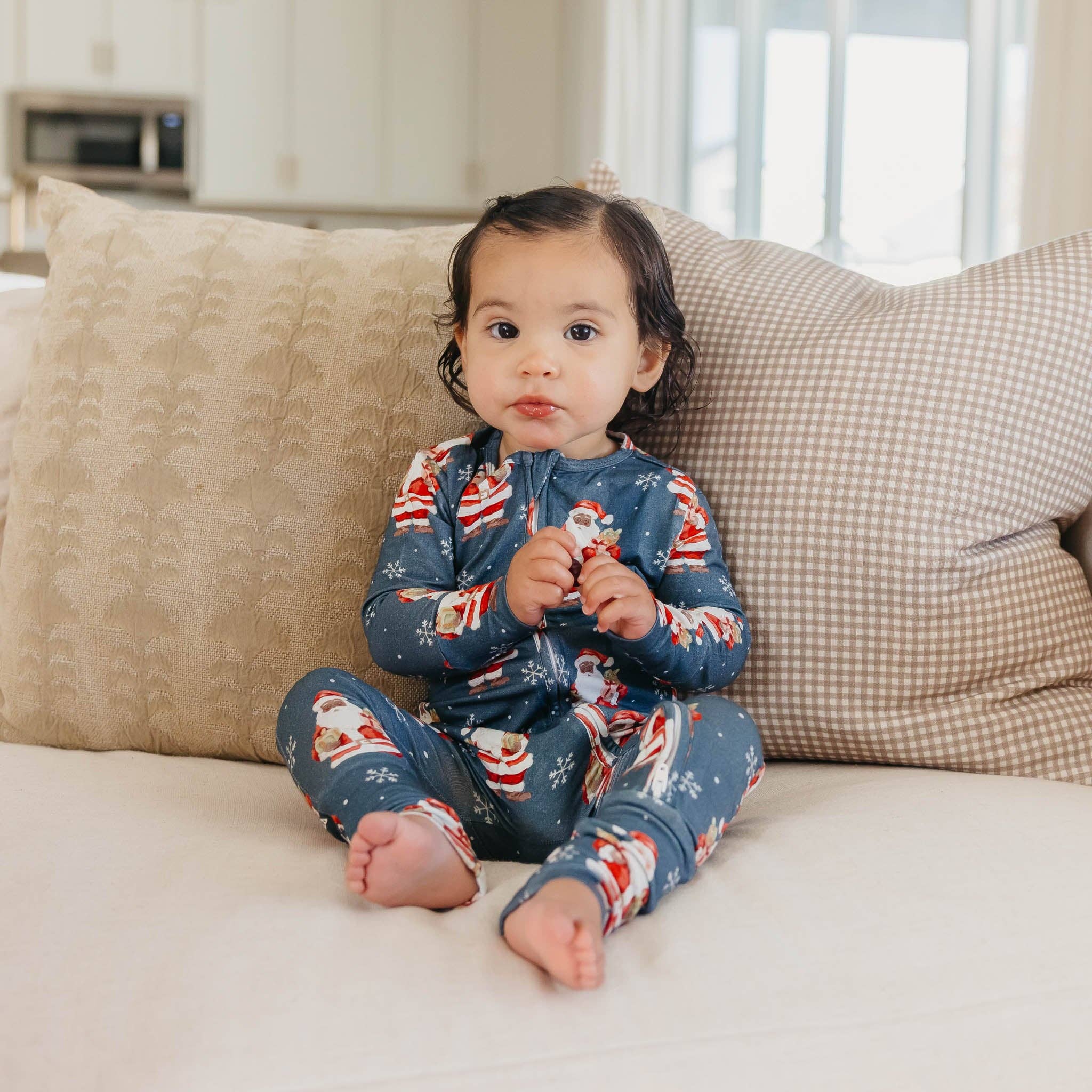 Bamboo Convertible Zip-Up Footie Pajama - Santa Claus: 0-3 Months