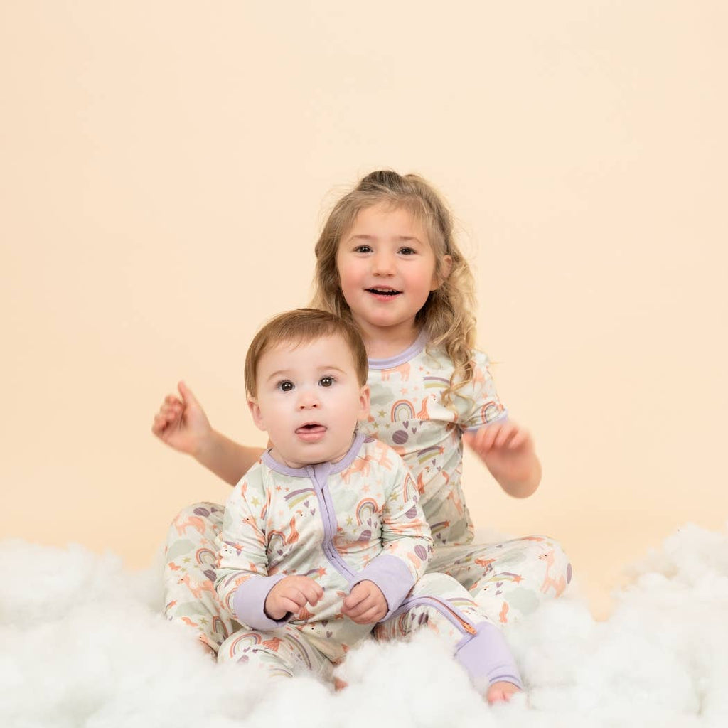 Magical Unicorns Bamboo Convertible Baby Pajamas: Blue/Multi / 18-24M