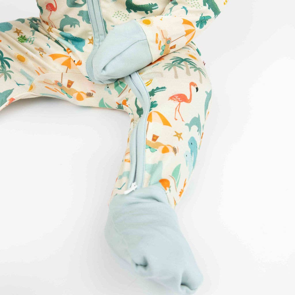 Explore Florida Souvenir Bamboo Convertible Baby Pajamas: Beige/Multi / 6-12M