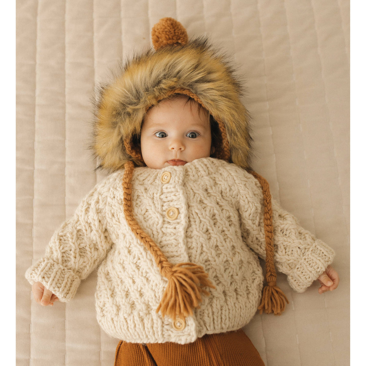 Waffle Cardigan Sweater Natural Baby & Toddler: 0-6 months