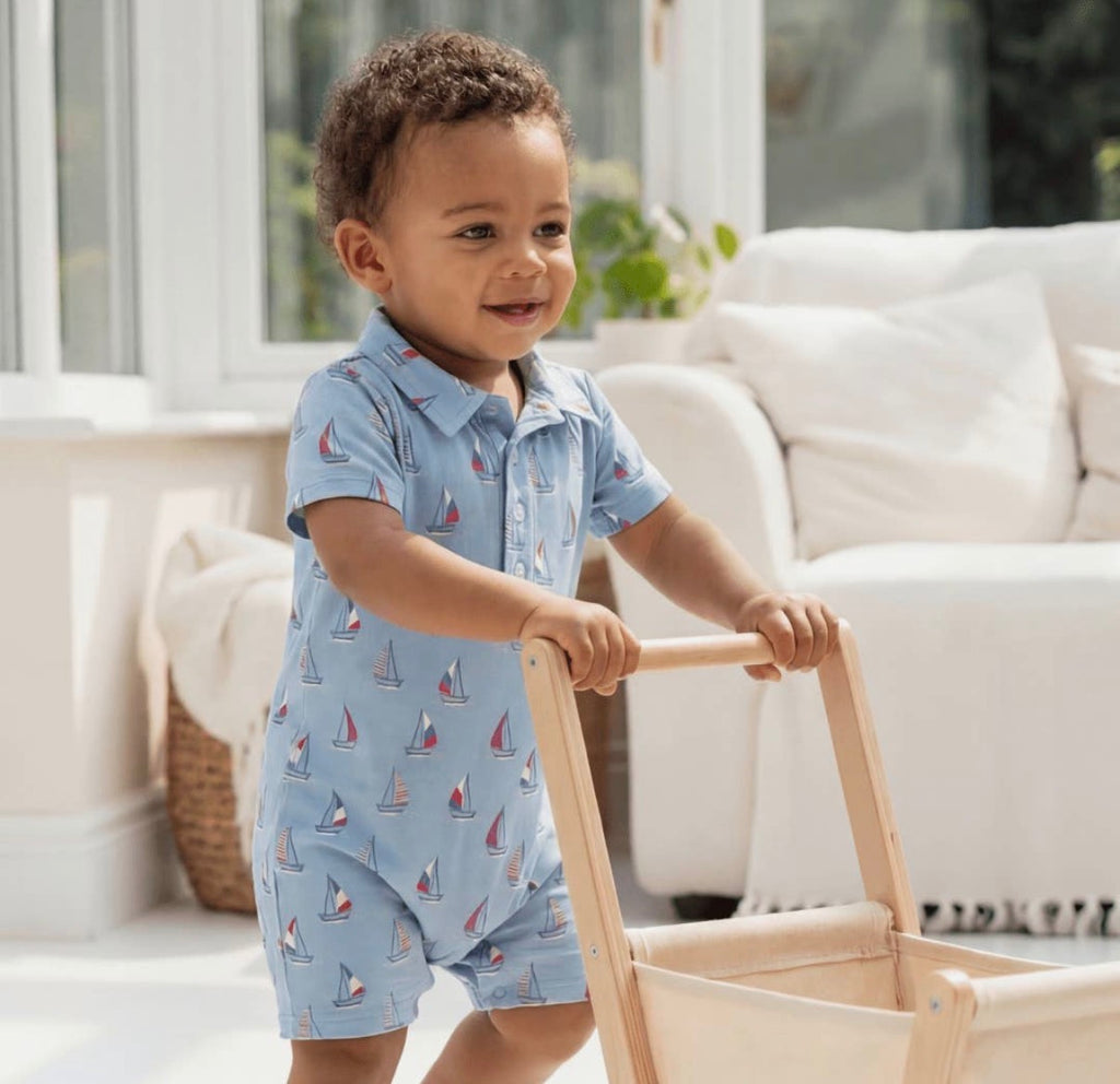 Out To Sea Polo Romper - 0-3M
