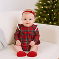 Christmas Bamboo Baby Skirted Bodysuit – Red Tartan Plaid: 0-3M