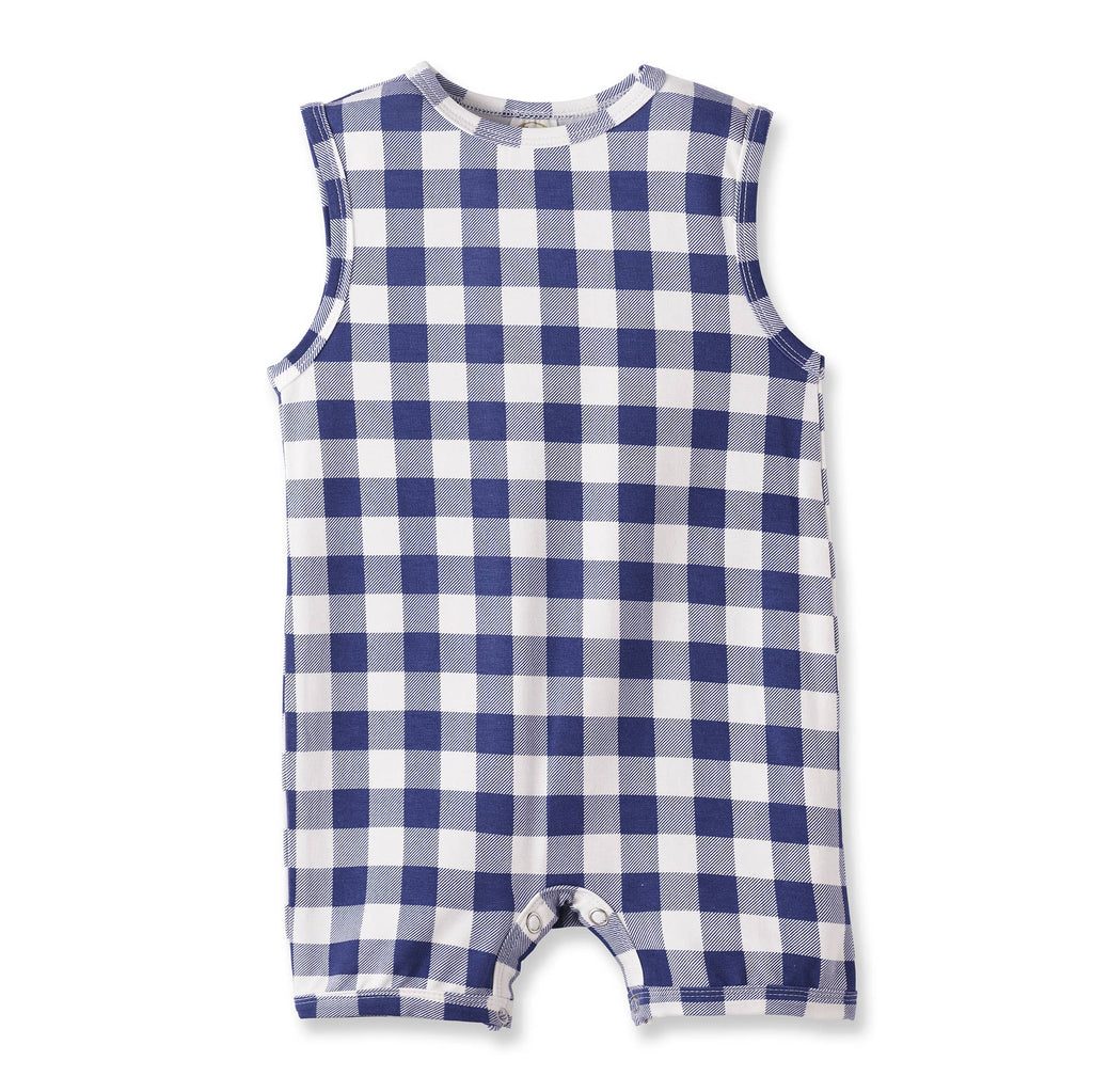 Picnic Plaid Soft Bamboo Sleeveless Baby Romper: 6-9M