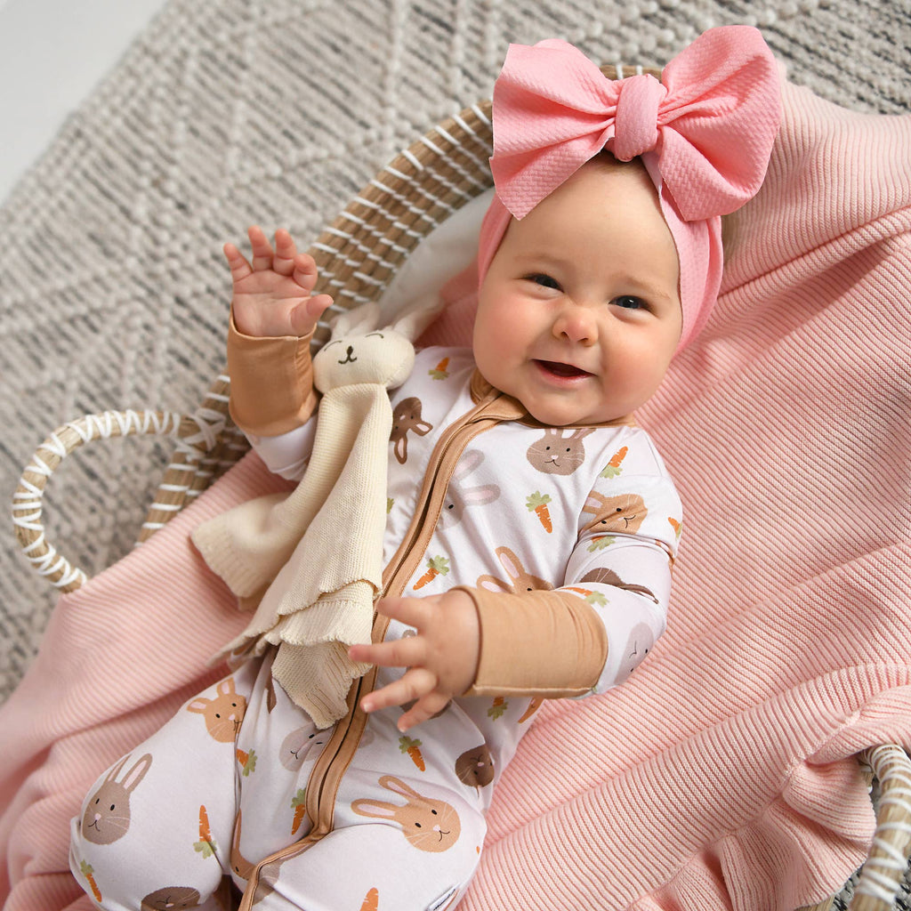 Noah ZIP Easter Bunny Bamboo 1-Piece 2way Zipper Baby Outfit: 18-24m