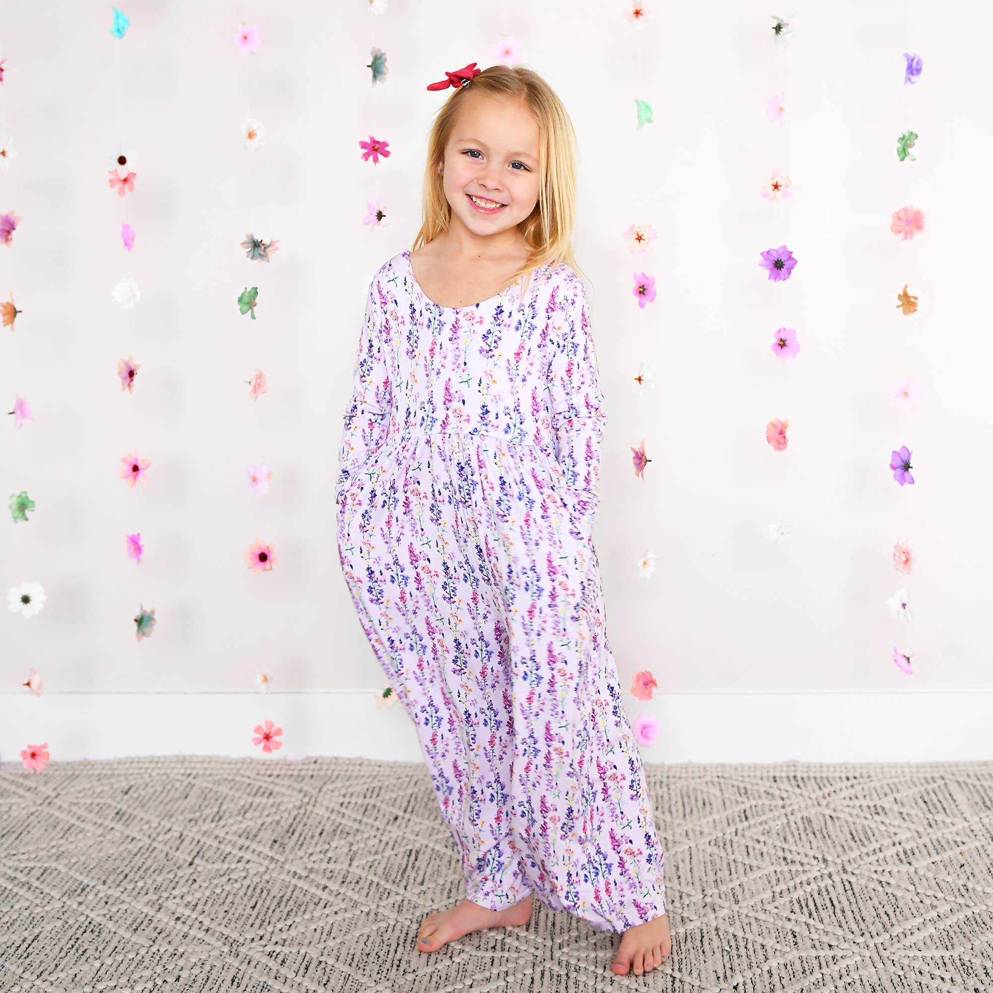 Avani WIDE LEG ROMPER Bamboo Floral Kids Clothing Outfit: 18-24m