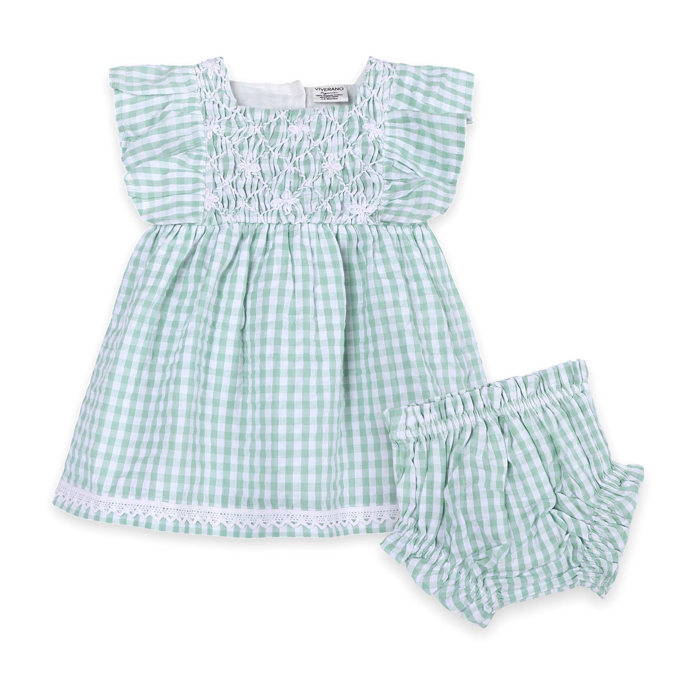 Forest Gingham Baby Dress + Bloomer (Organic): Forest Gingham / 0-3M