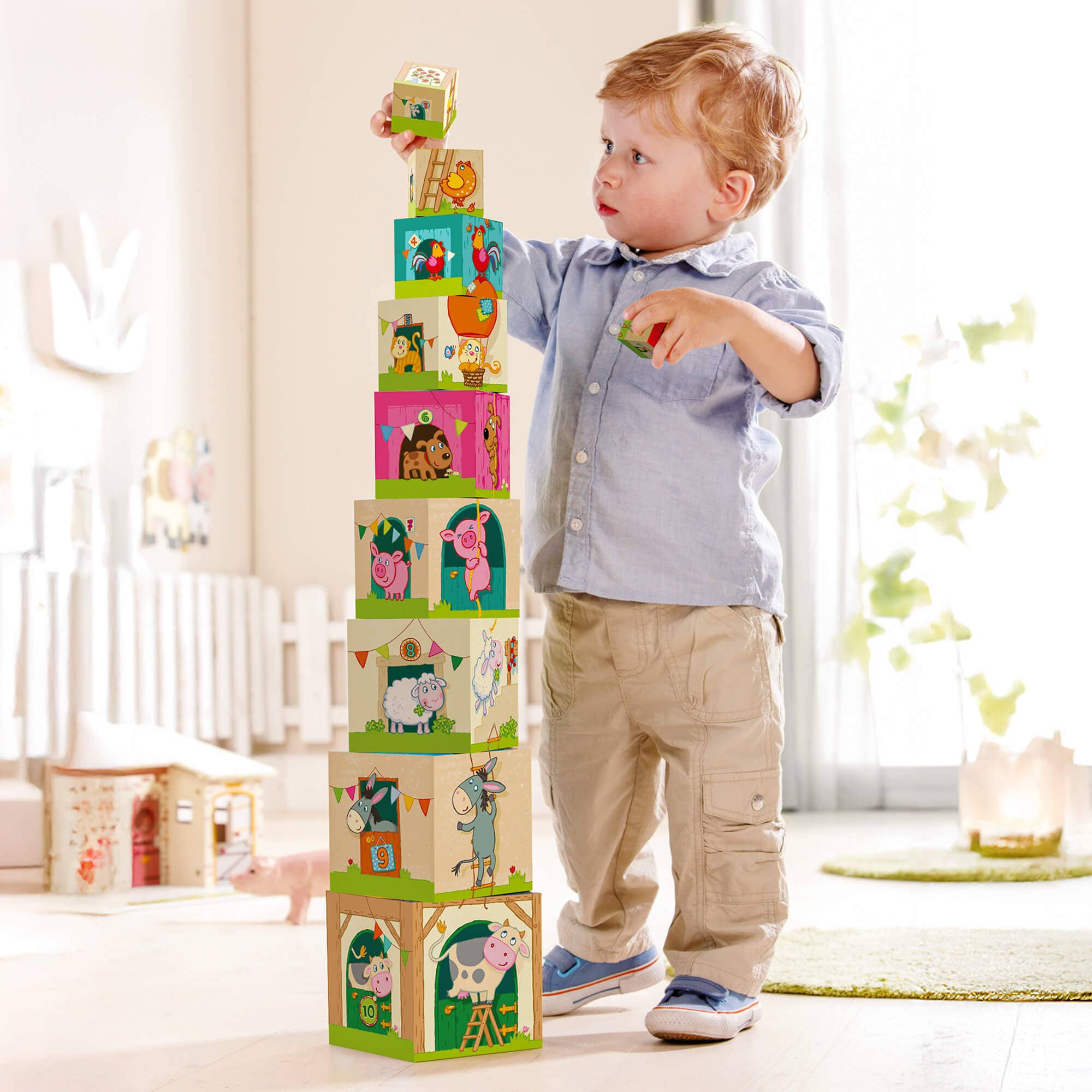 On the Farm Cardboard Stacking & Nesting Cubes