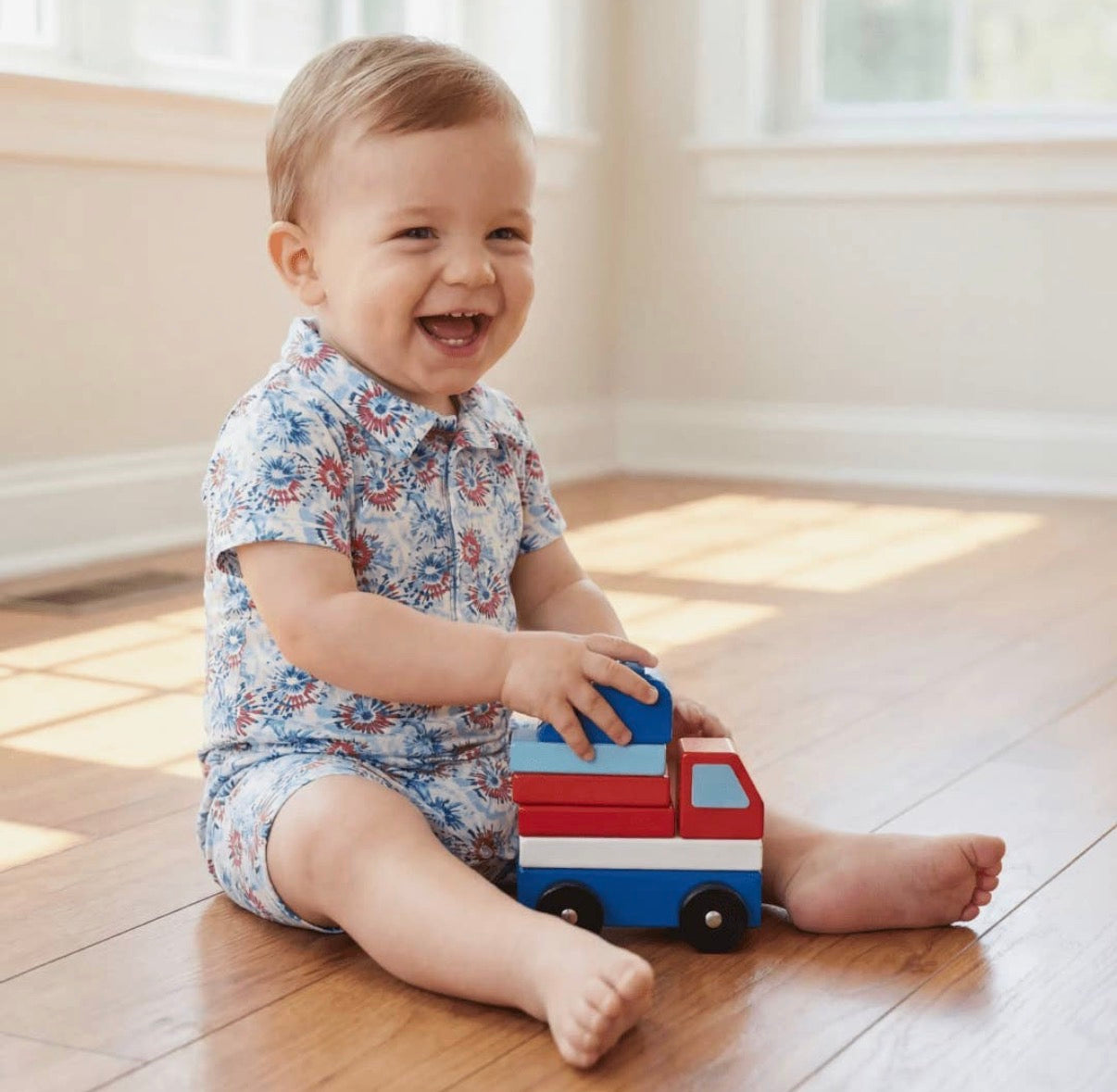 Fireworks Polo Romper - 0-3M