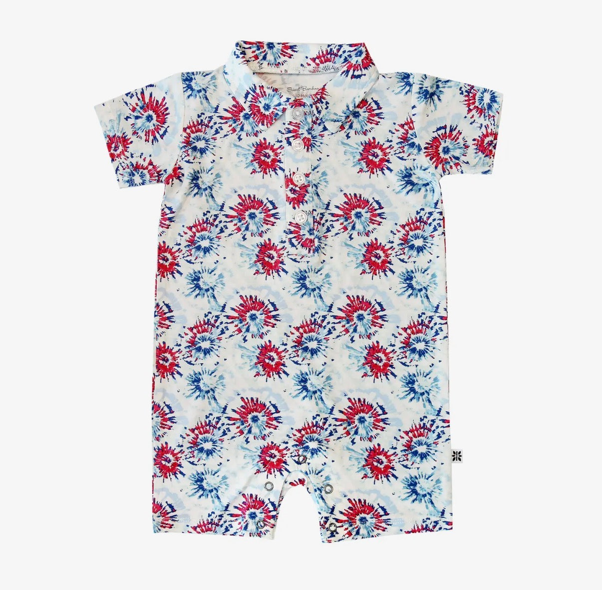 Fireworks Polo Romper - 0-3M