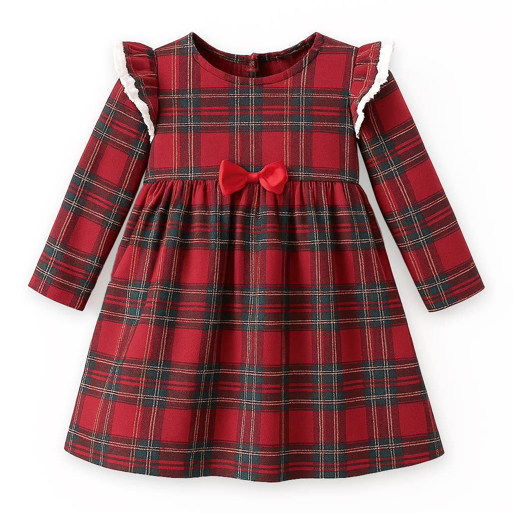 Christmas Bamboo Holiday Dress – Classic Red Plaid Charm: 18-24M