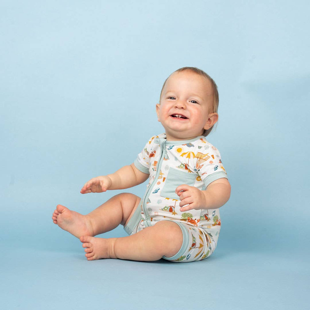 Beach Day Summer Baby Clothing Bamboo Shortie Romper Jumpsuit: 3-6M