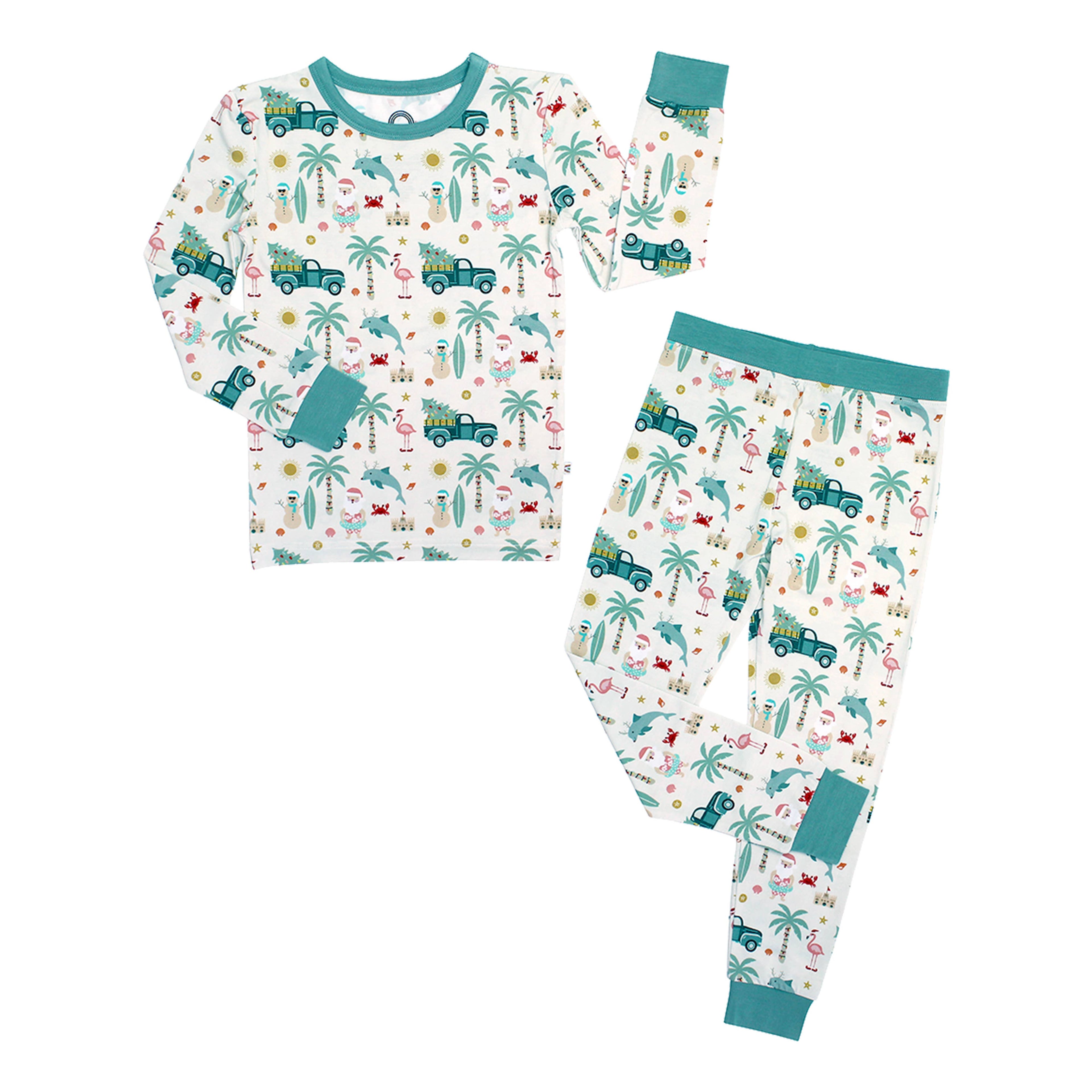Coastal Christmas Holiday Bamboo Kids Pajamas Sleep Set: 3T