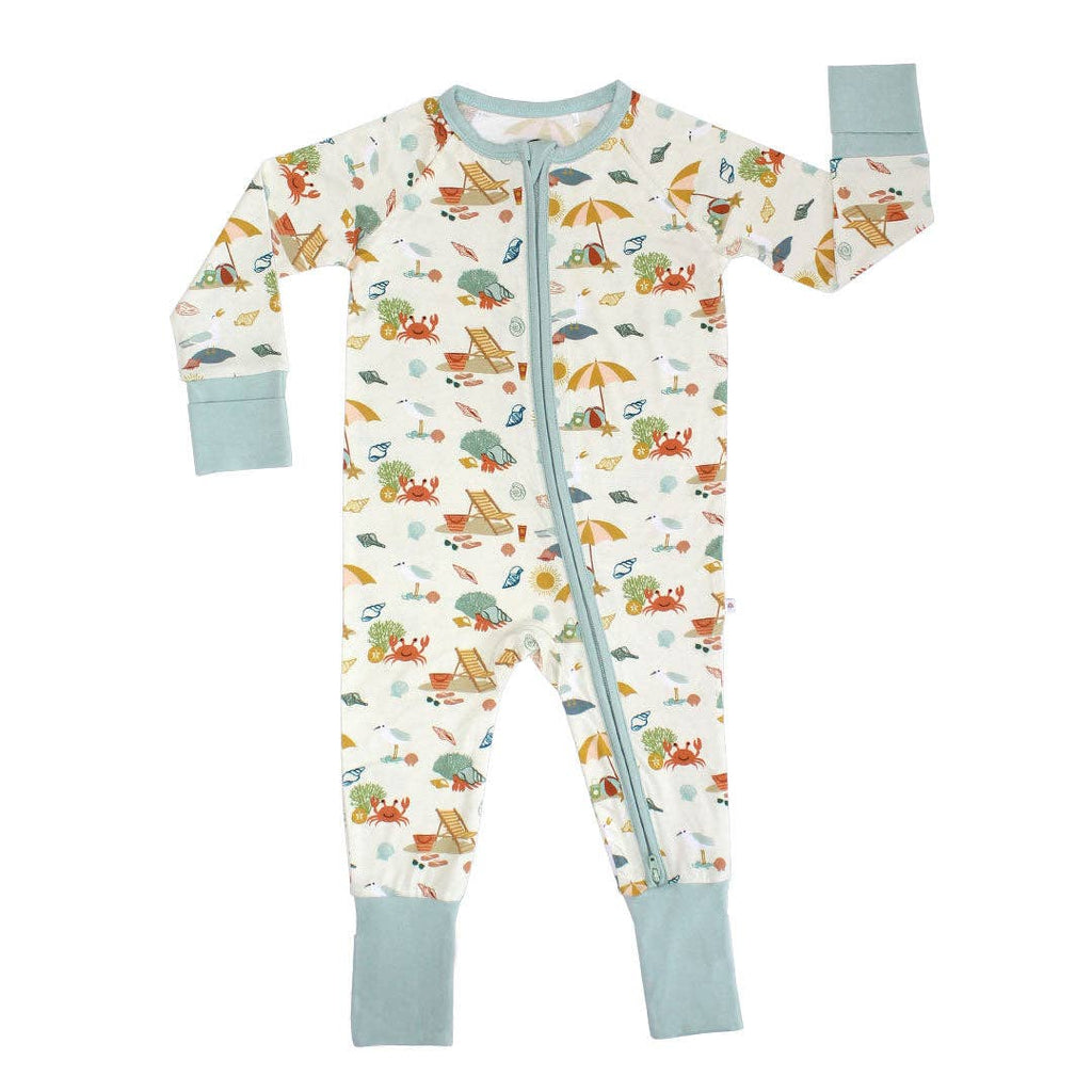 Beach Day Summer Convertible Sleeper Bamboo Baby Pajamas: 12-18M