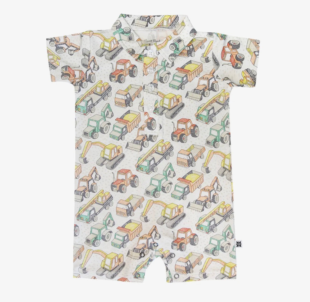 Busy Building Polo Romper - 3-6M