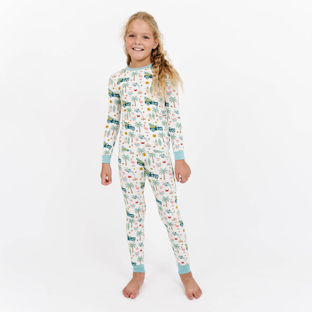Coastal Christmas Holiday Bamboo Kids Pajamas Sleep Set: 4/5T
