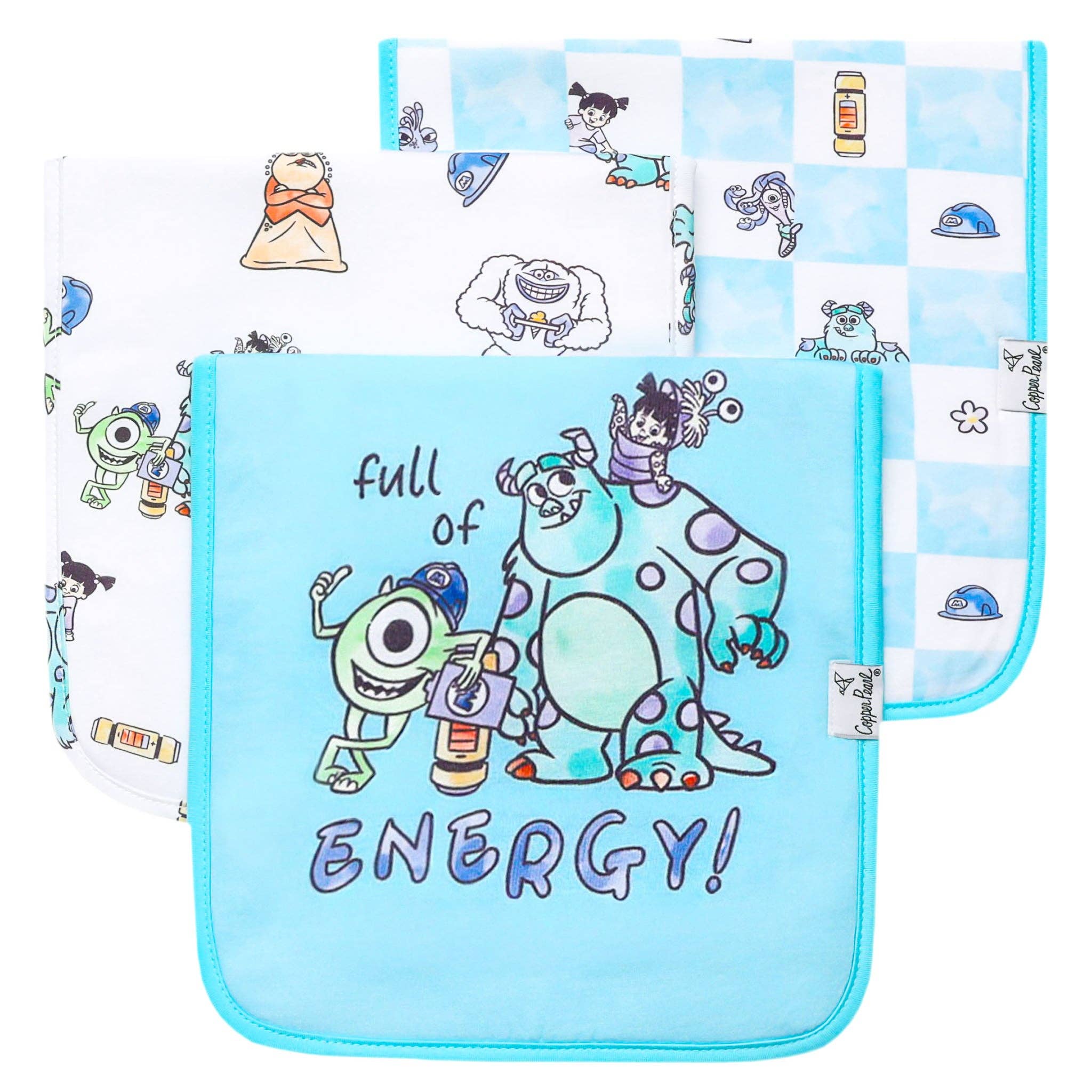 3 Pack Premium Burp Cloths - Monsters, Inc. Medley
