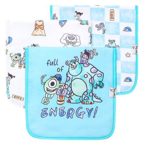 3 Pack Premium Burp Cloths - Monsters, Inc. Medley