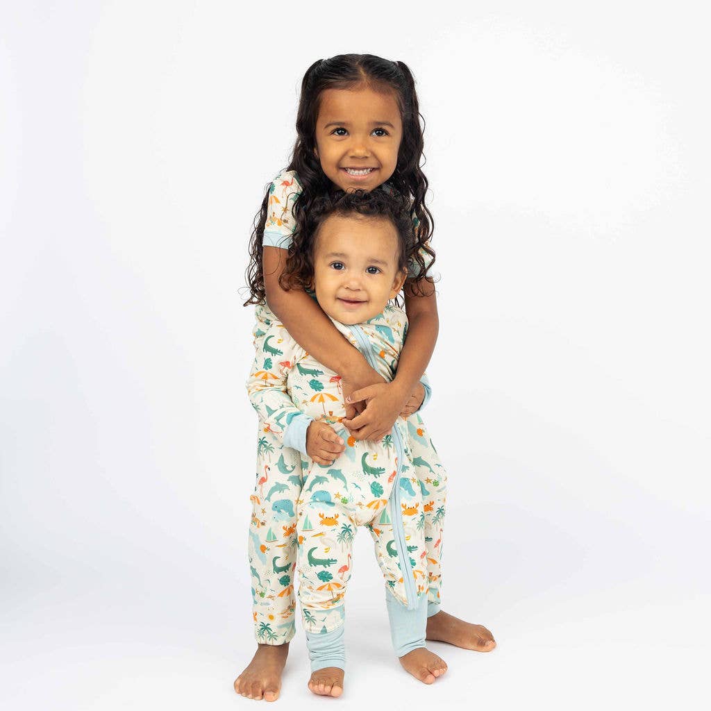 Explore Florida Souvenir Bamboo Kids Pajamas Toddler Set: Beige/Multi / 4/5T