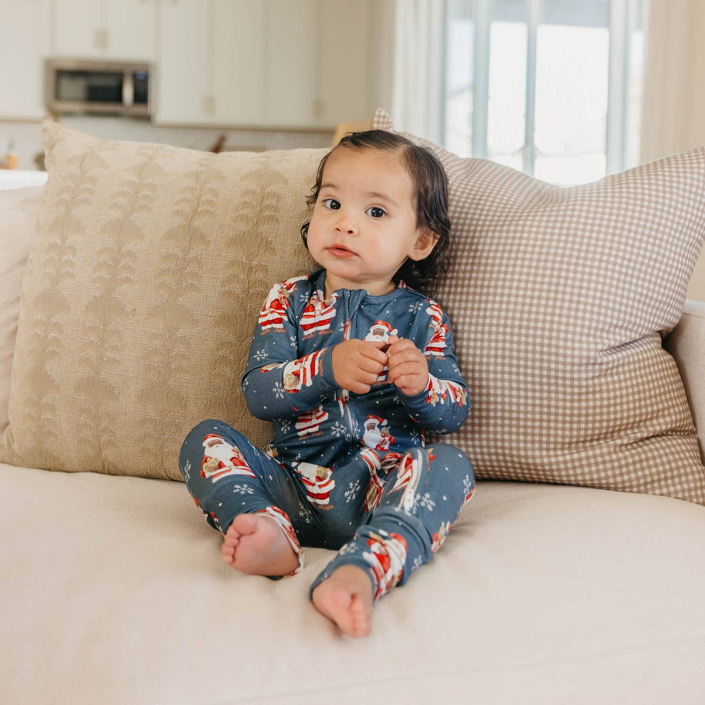 Bamboo Convertible Zip-Up Footie Pajama - Santa Claus: 12-18 Months