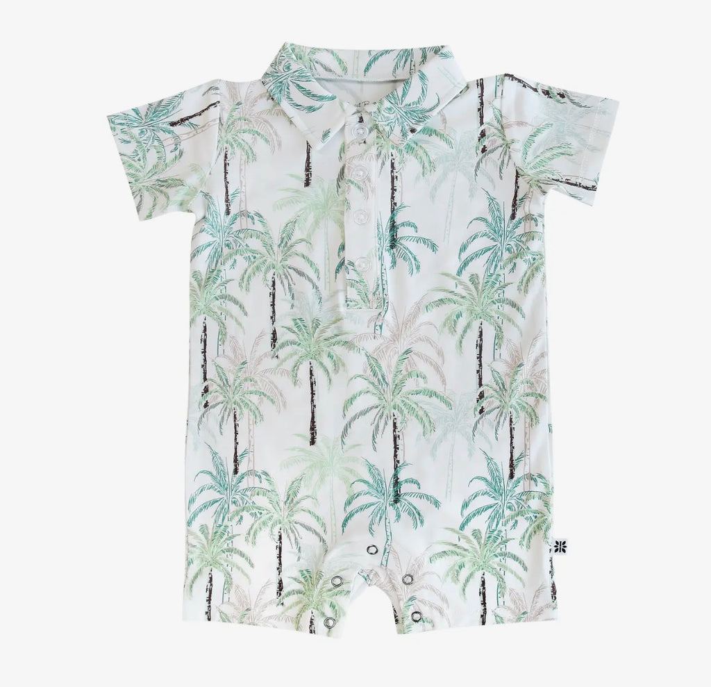 Palm Tree Polo Romper - 0-3M