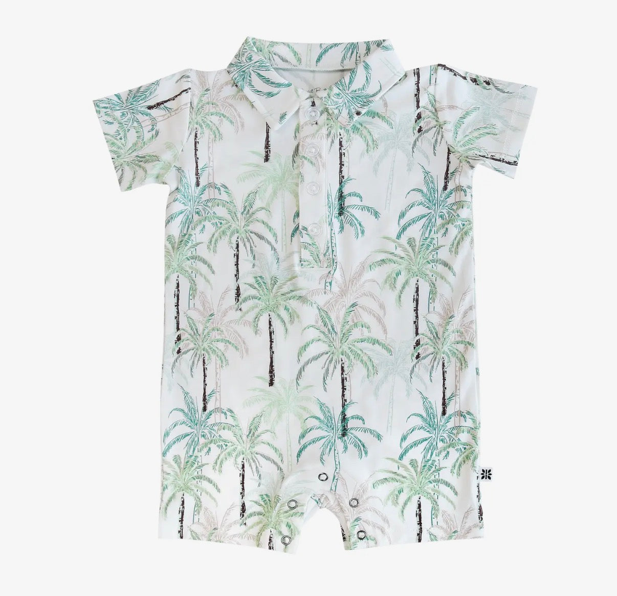 Palm Tree Polo Romper - 0-3M